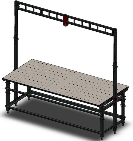Weld Table, Adjustable Height, Overhead Hoist