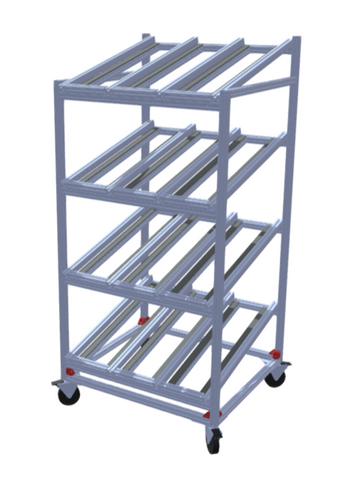 Flow Rack, T-Slot, UHMW Slides, Casters